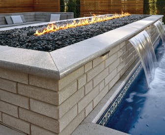 Linear Fire Feature with Waterfall